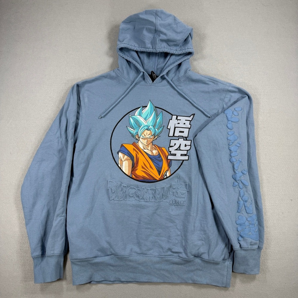 Dragon Ball‎ Z Super Hoodie Mens Medium Blue Goku Super Saiyan God Graphic Puff